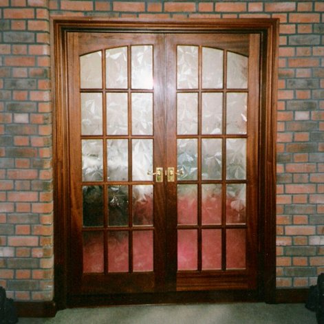 Sapele pair of doors, 15 pane with curved top rails