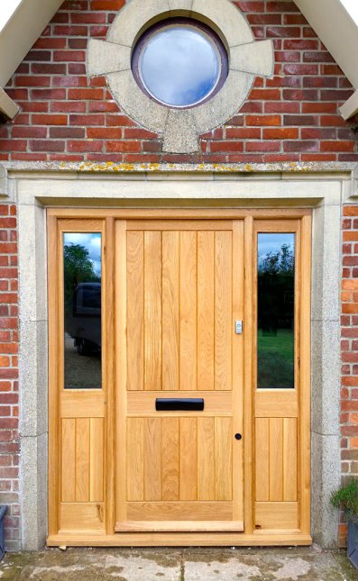 Hardwood door & frame with glazed side lights