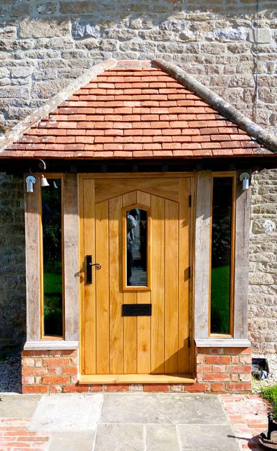 Oak door & frame with larger vision panel